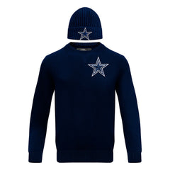 Pro Standard Crewneck Pullover Sweater & Cuffed Knit Hat Box Gift Set - Dallas Cowboys
