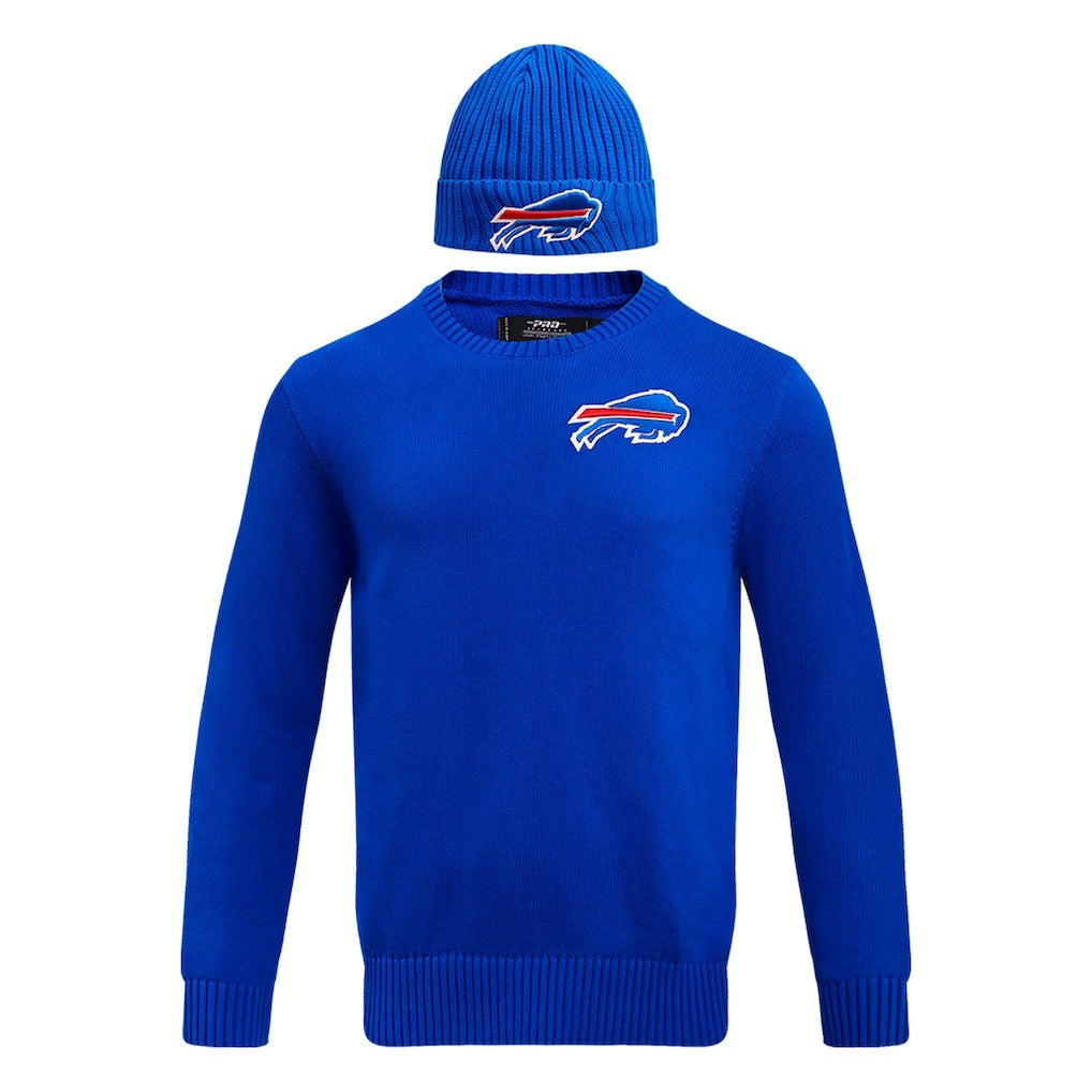 Pro Standard Crewneck Pullover Sweater & Cuffed Knit Hat Box Gift Set - Buffalo Bills