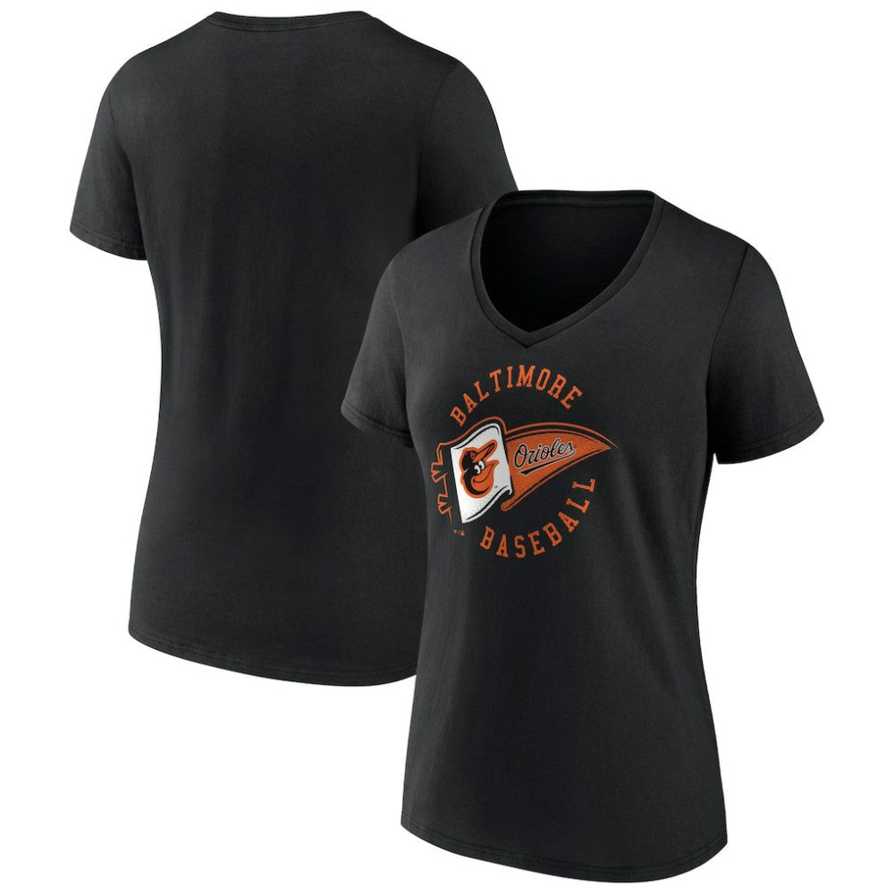 MLB Baltimore Orioles Women's Hometown Baltimore Pennant V-Neck T-Shirt