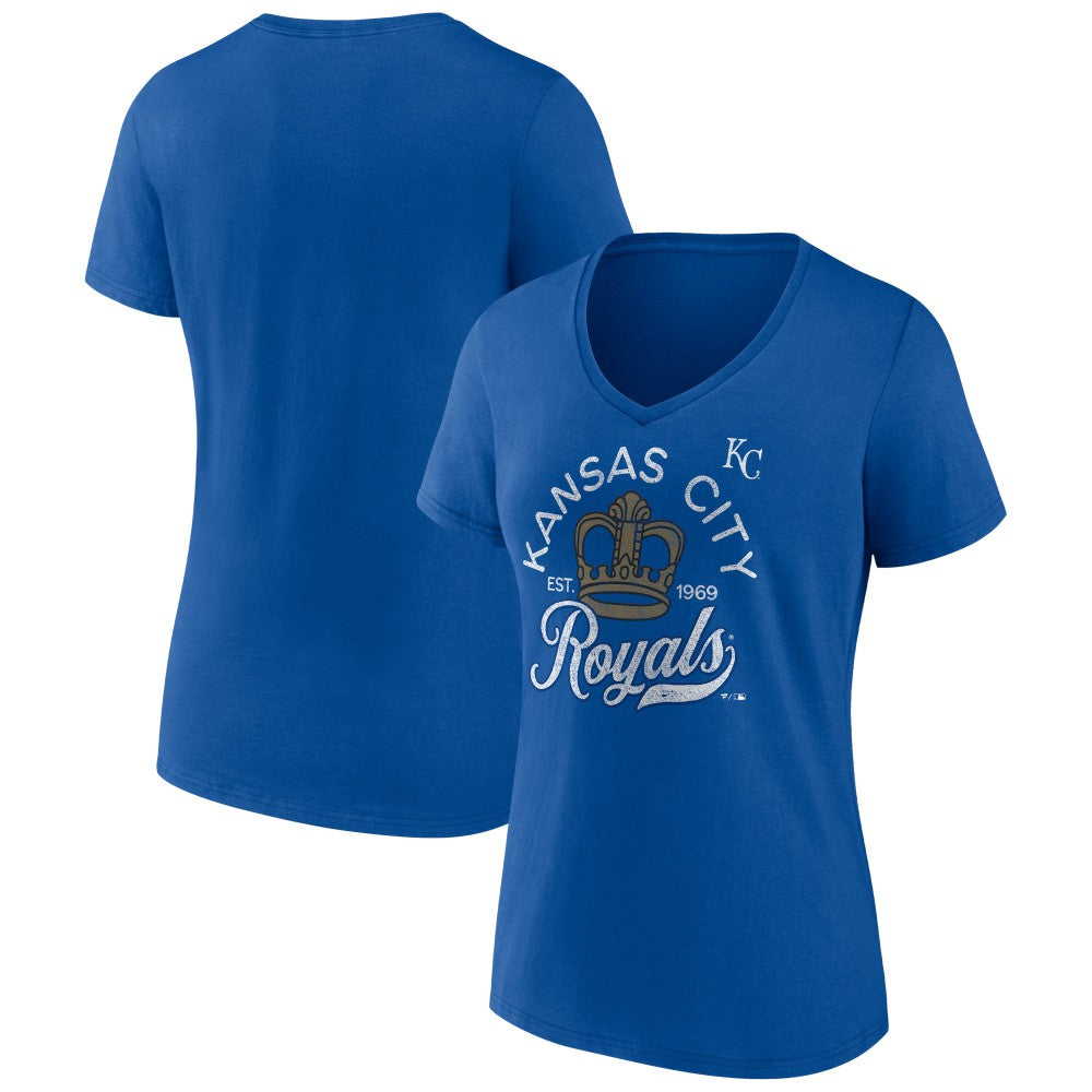 MLB Kansas City Royals Women's Hometown Retro Crown V-Neck T-Shirt