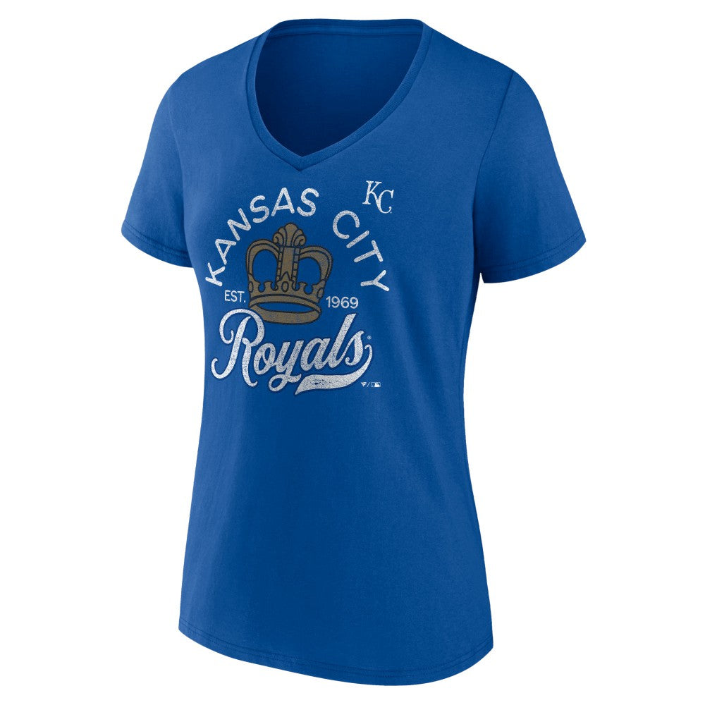 MLB Kansas City Royals Women's Hometown Retro Crown V-Neck T-Shirt