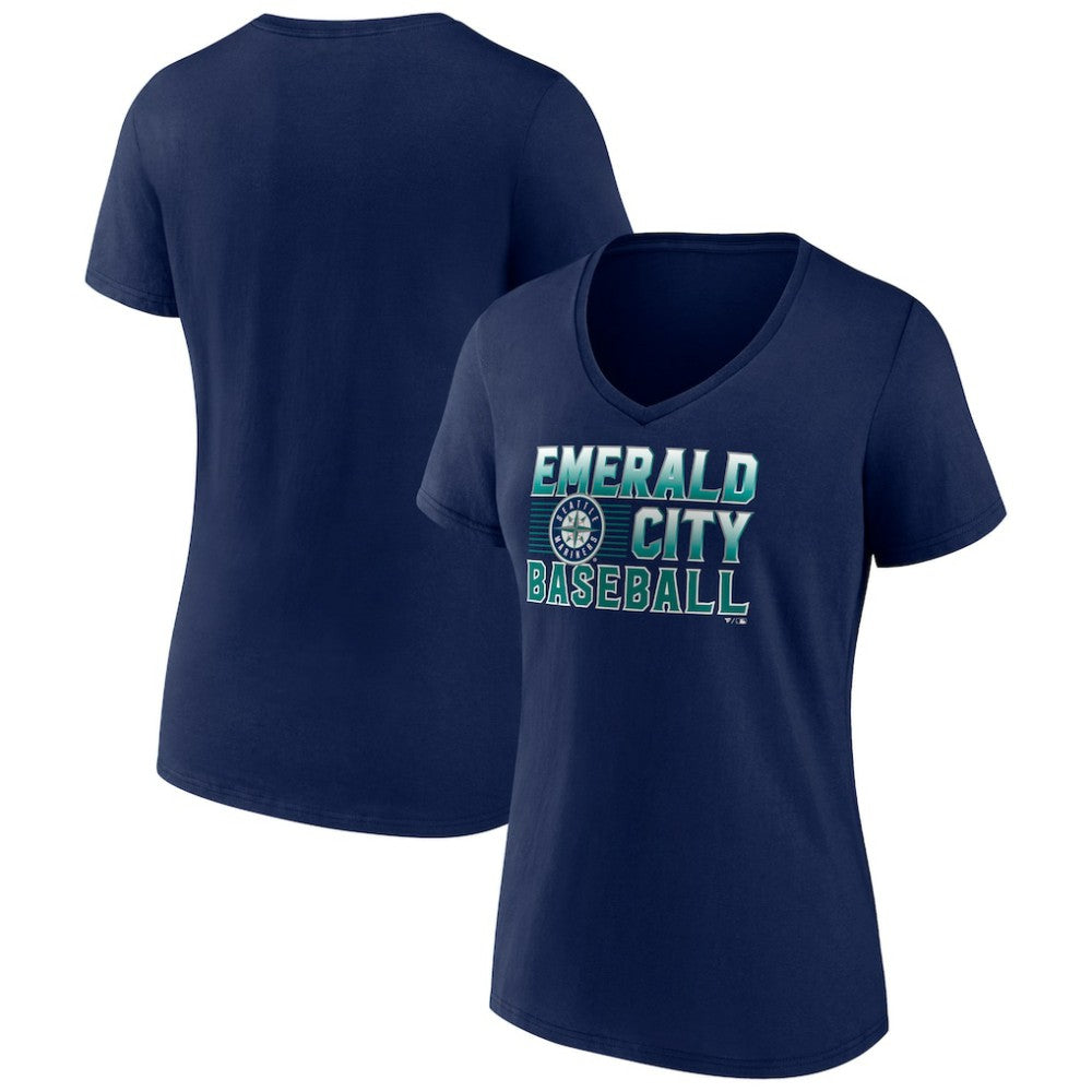 MLB Seattle Mariners Women's Hometown Emerald Baseball V-Neck T-Shirt