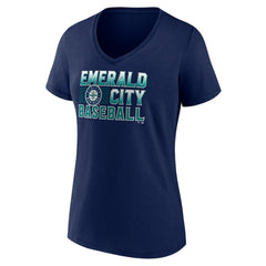 MLB Seattle Mariners Women's Hometown Emerald Baseball V-Neck T-Shirt