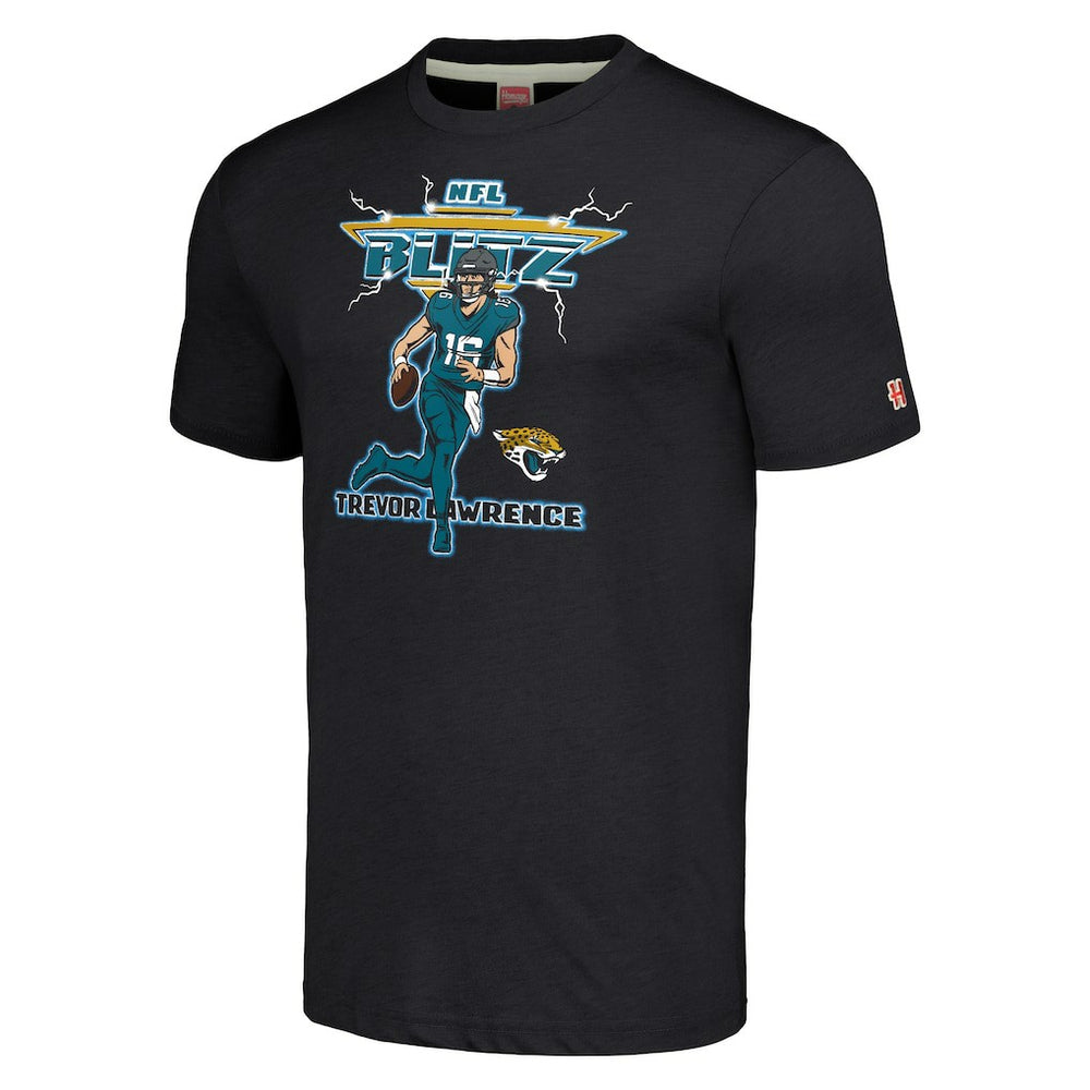 Trevor Lawrence  Homage Unisex NFL Blitz Player Tri-Blend T-Shirt - Jacksonville Jaguars