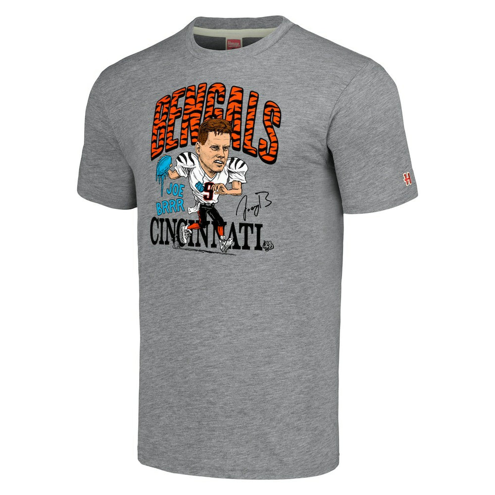 Joe Burrow  Homage Unisex Caricature Player Tri-Blend T-Shirt - Cincinnati Bengals