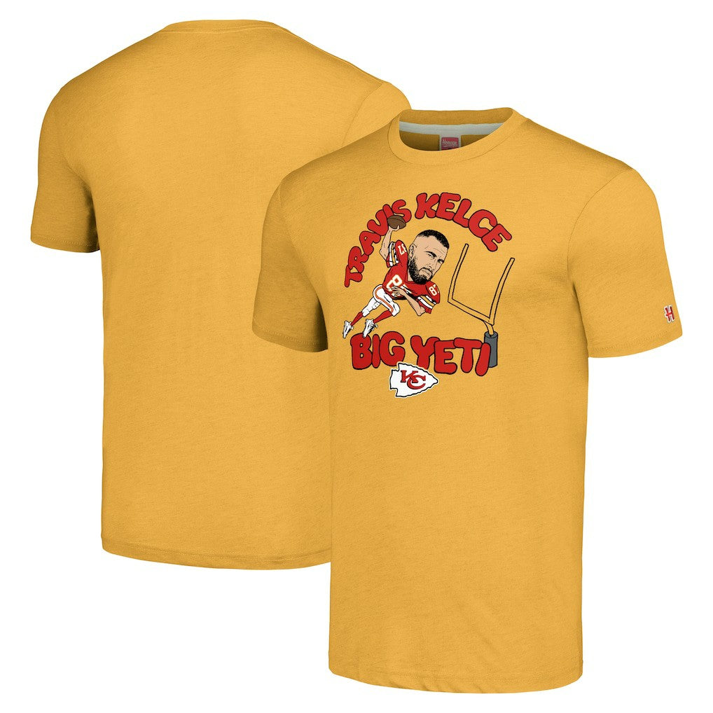 Travis Kelce  Homage Unisex Caricature Player Tri-Blend T-Shirt - Kansas City Chiefs