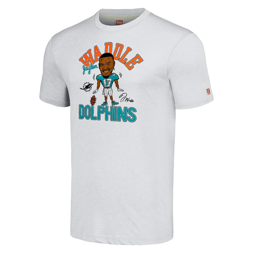 Jaylen Waddle  Homage Unisex Caricature Player Tri-Blend T-Shirt - Miami Dolphins