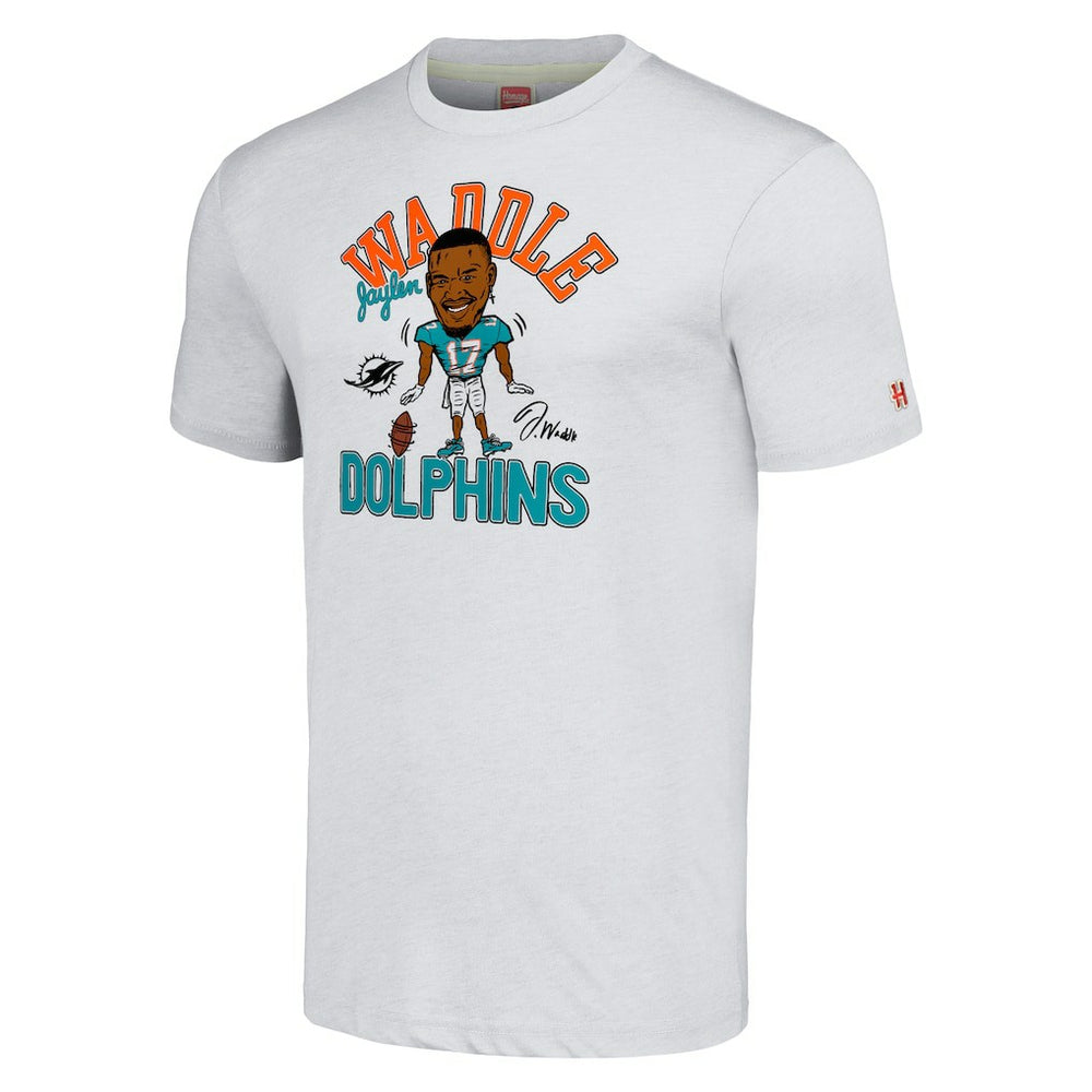 Jaylen Waddle  Homage Unisex Caricature Player Tri-Blend T-Shirt - Miami Dolphins
