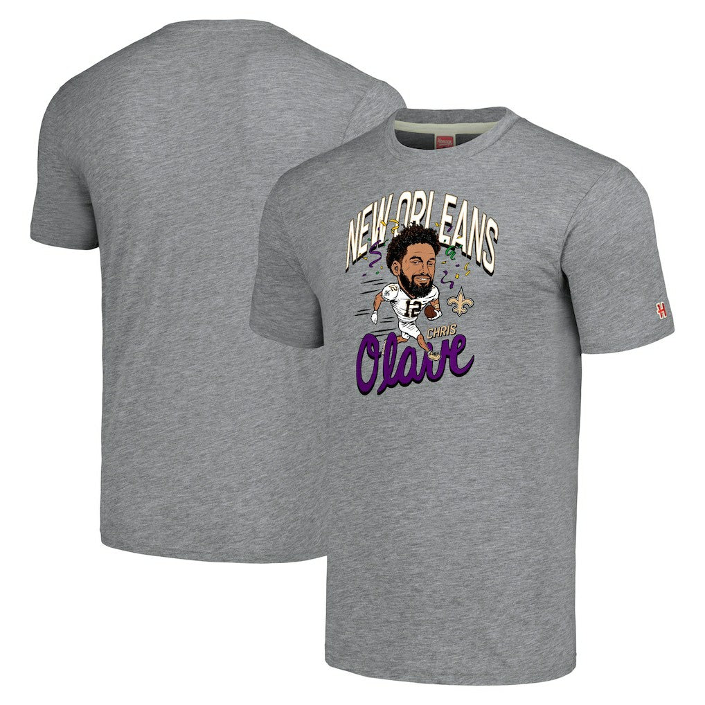 Chris Olave  Homage Unisex Caricature Player Tri-Blend T-Shirt - New Orleans Saints