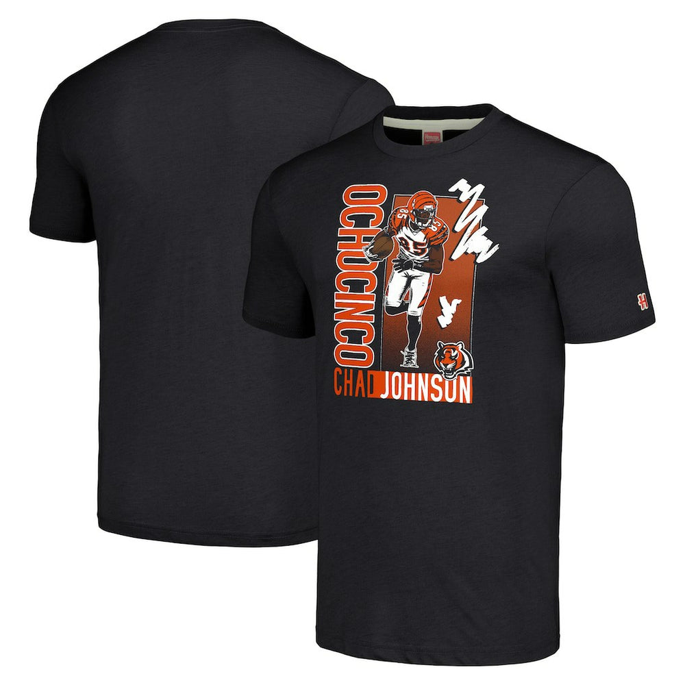 Chad Johnson  Homage Unisex Caricature Retired Player Tri-Blend T-Shirt - Cincinnati Bengals