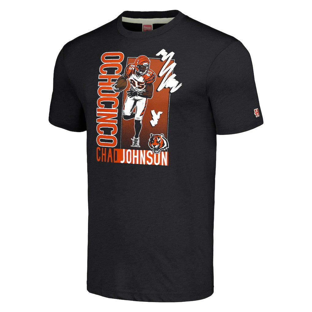Chad Johnson  Homage Unisex Caricature Retired Player Tri-Blend T-Shirt - Cincinnati Bengals
