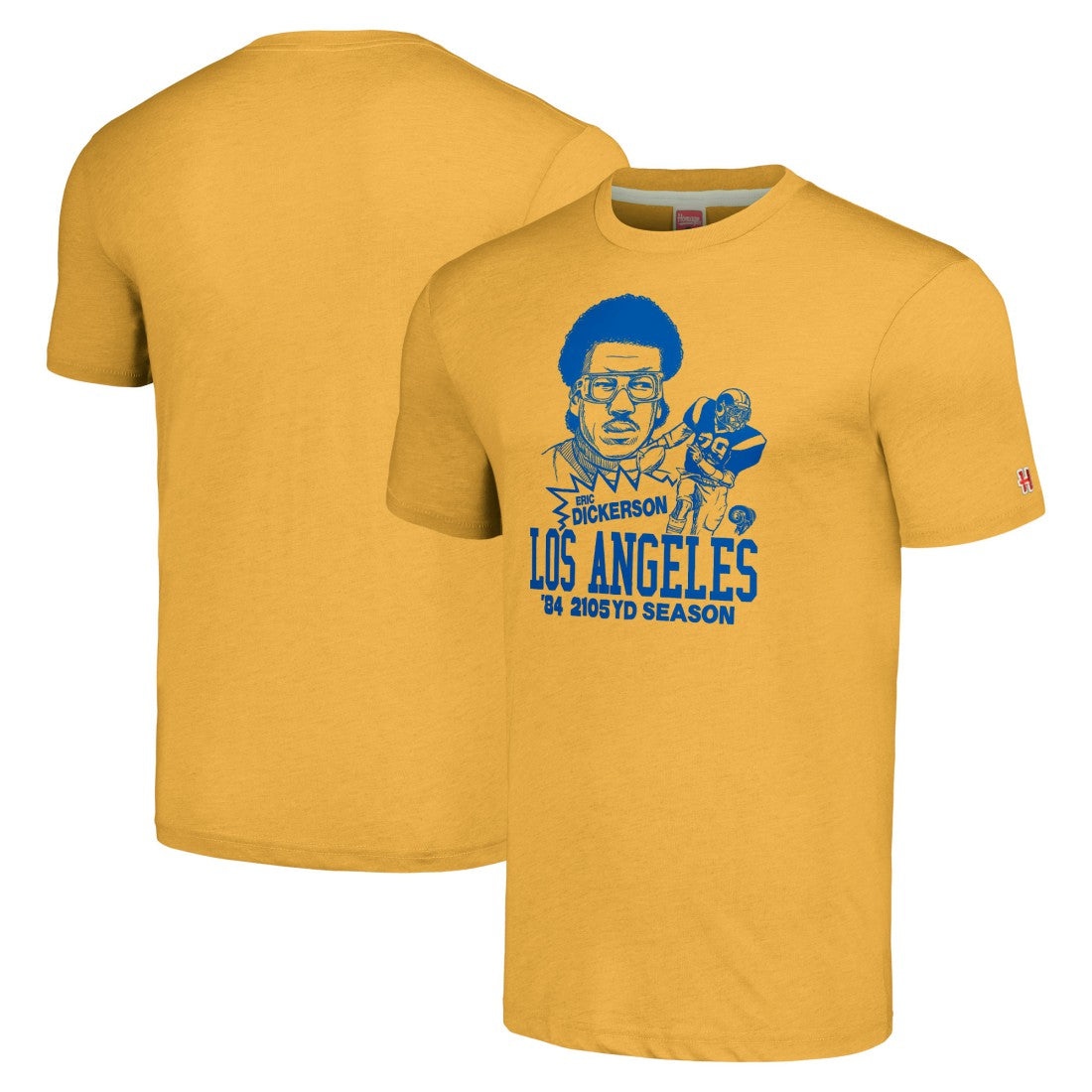 Eric Dickerson  Homage Unisex Caricature Retired Player Tri-Blend T-Shirt - Los Angeles Rams