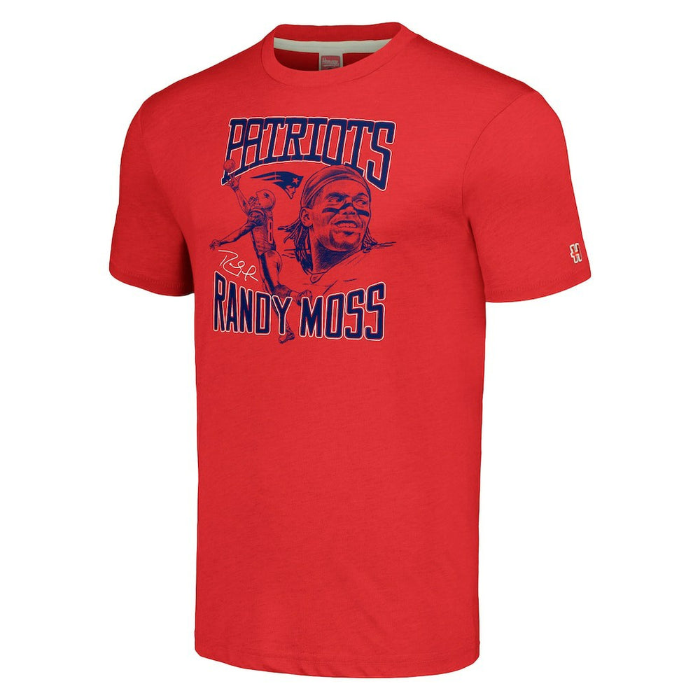 Randy Moss  Homage Unisex Caricature Retired Player Tri-Blend T-Shirt - New England Patriots