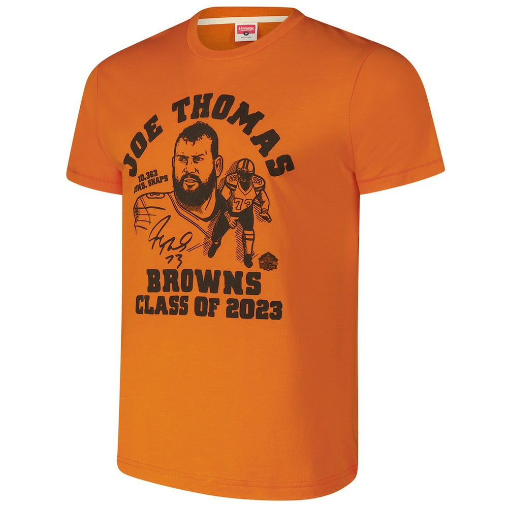 Joe Thomas  Homage Unisex Caricature Retired Player Tri-Blend T-Shirt - Cleveland Browns