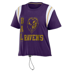 WEAR by Erin Andrews Women's Cinched Colorblock T-Shirt - Baltimore Ravens