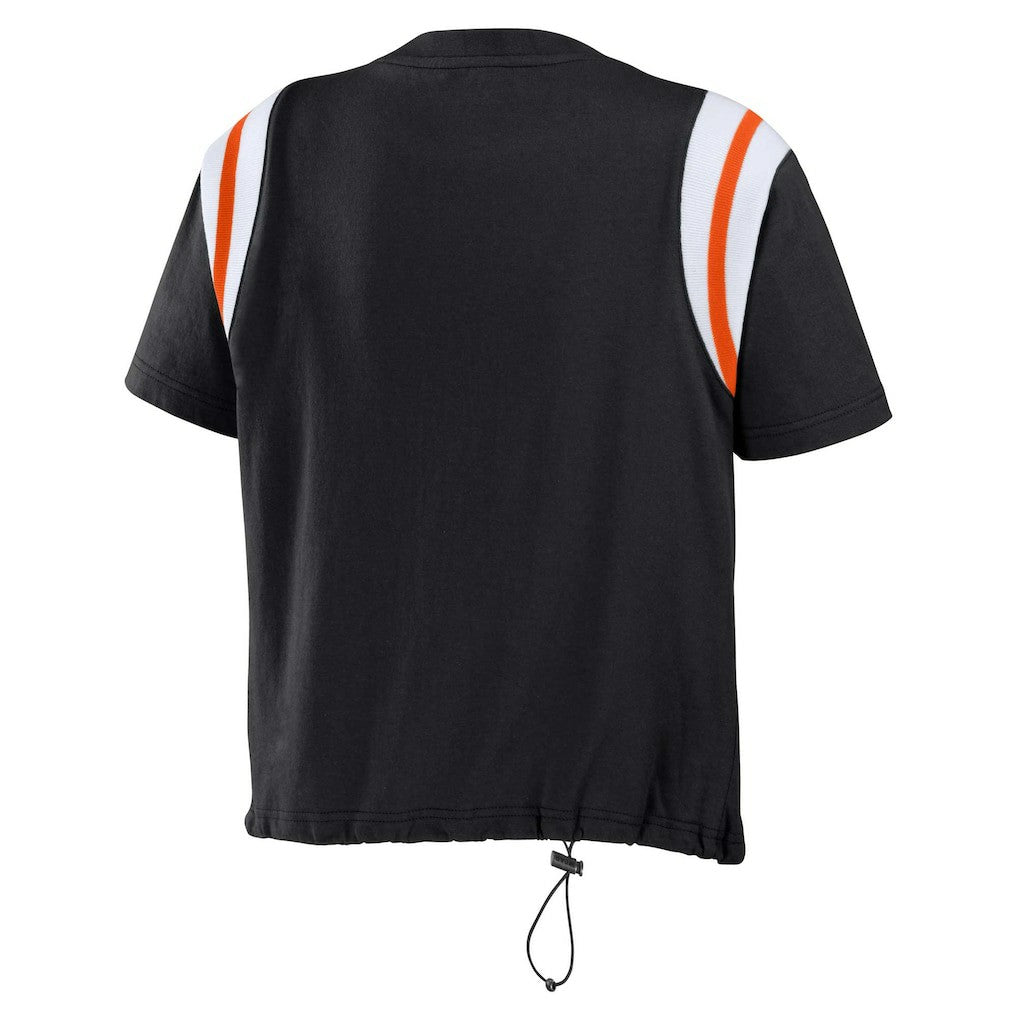 WEAR by Erin Andrews Women's Cinched Colorblock T-Shirt - Cincinnati Bengals