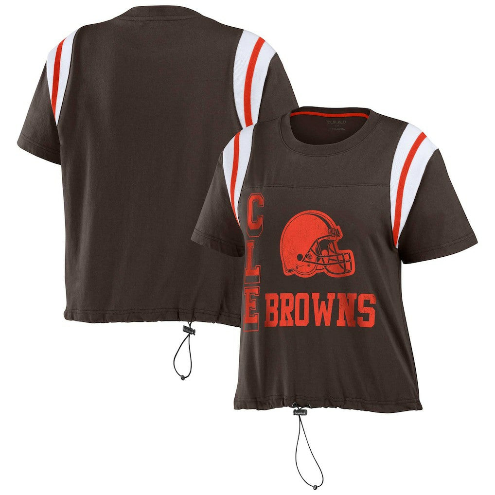 WEAR by Erin Andrews Women's Cinched Colorblock T-Shirt - Cleveland Browns