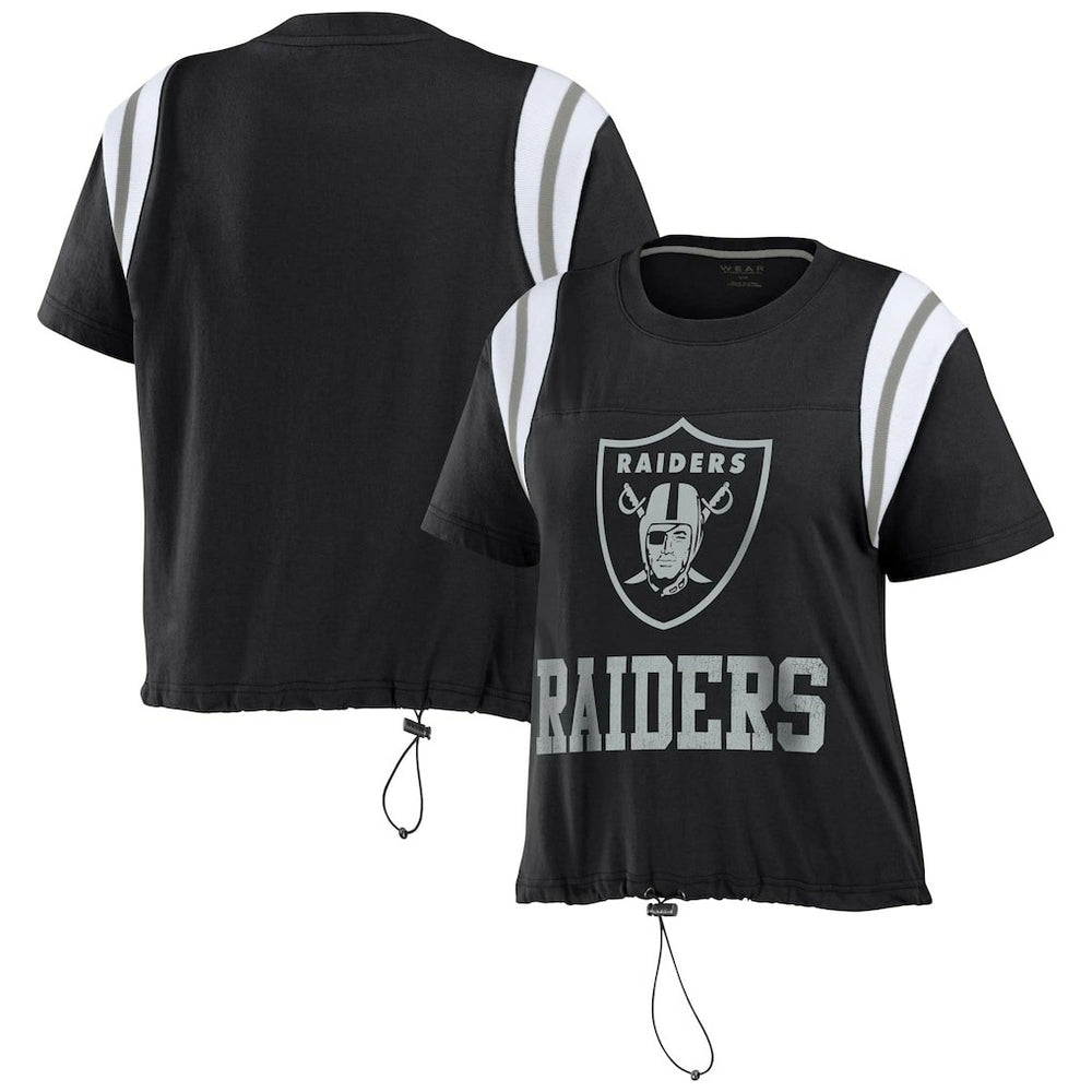WEAR by Erin Andrews Women's Cinched Colorblock T-Shirt - Las Vegas Raiders