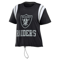 WEAR by Erin Andrews Women's Cinched Colorblock T-Shirt - Las Vegas Raiders