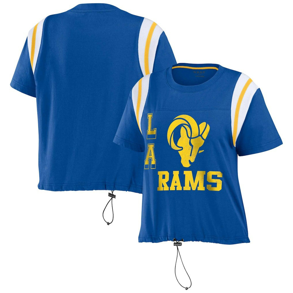 WEAR by Erin Andrews Women's Cinched Colorblock T-Shirt - Los Angeles Rams