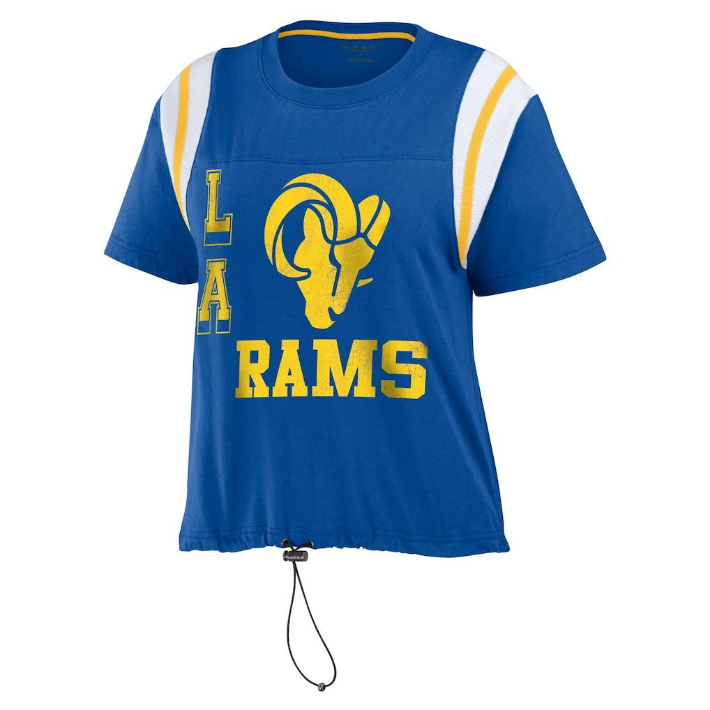 WEAR by Erin Andrews Women's Cinched Colorblock T-Shirt - Los Angeles Rams
