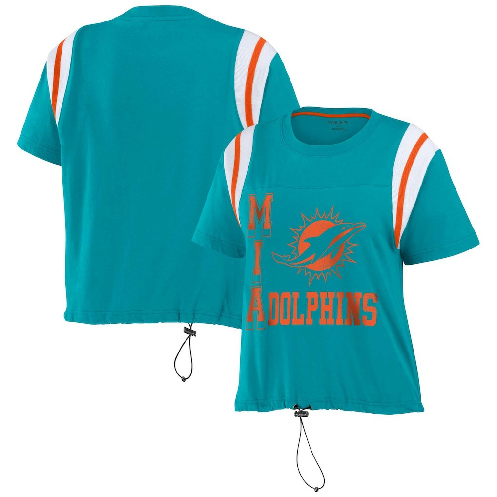 WEAR by Erin Andrews Women's Cinched Colorblock T-Shirt - Miami Dolphins