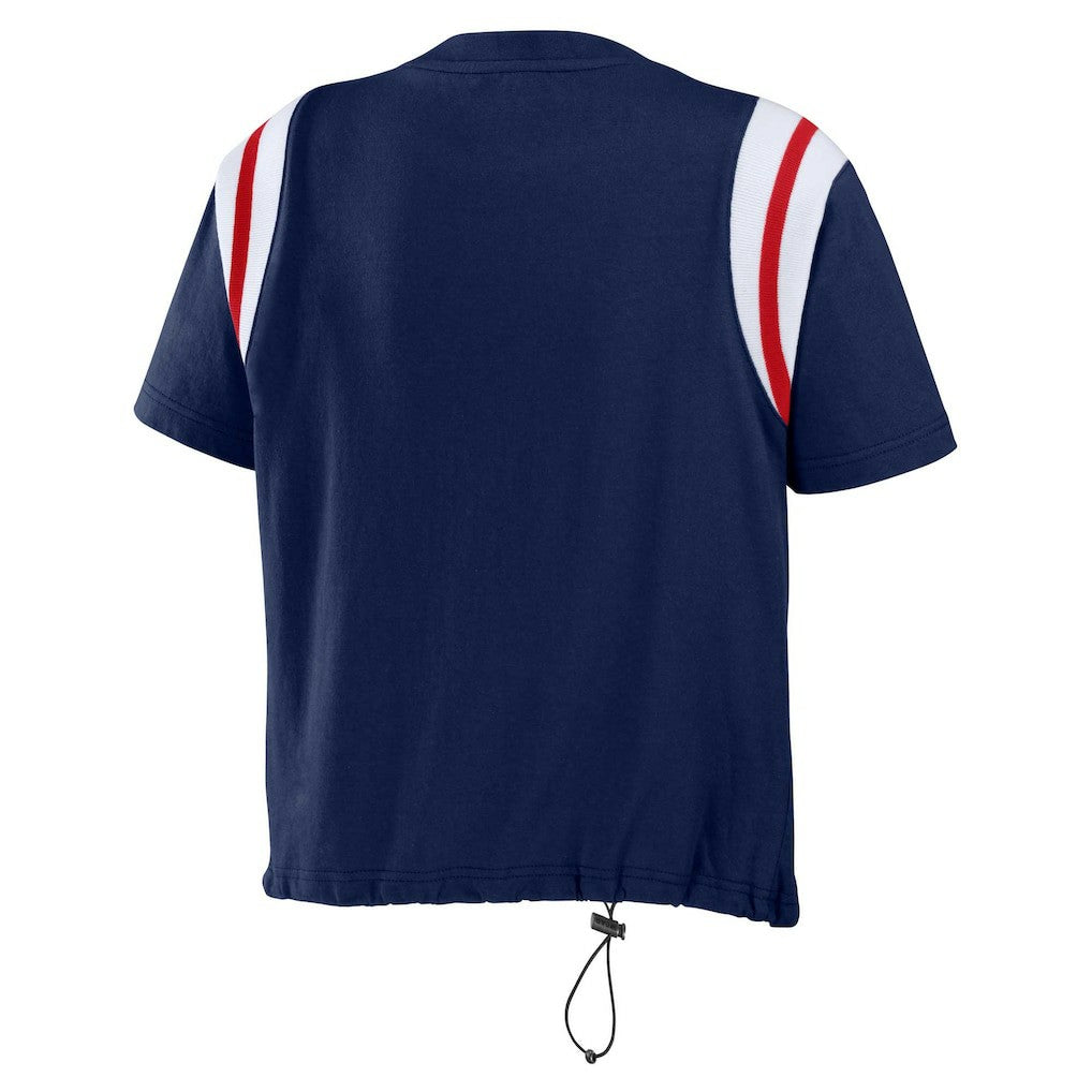 WEAR by Erin Andrews Women's Cinched Colorblock T-Shirt - New England Patriots