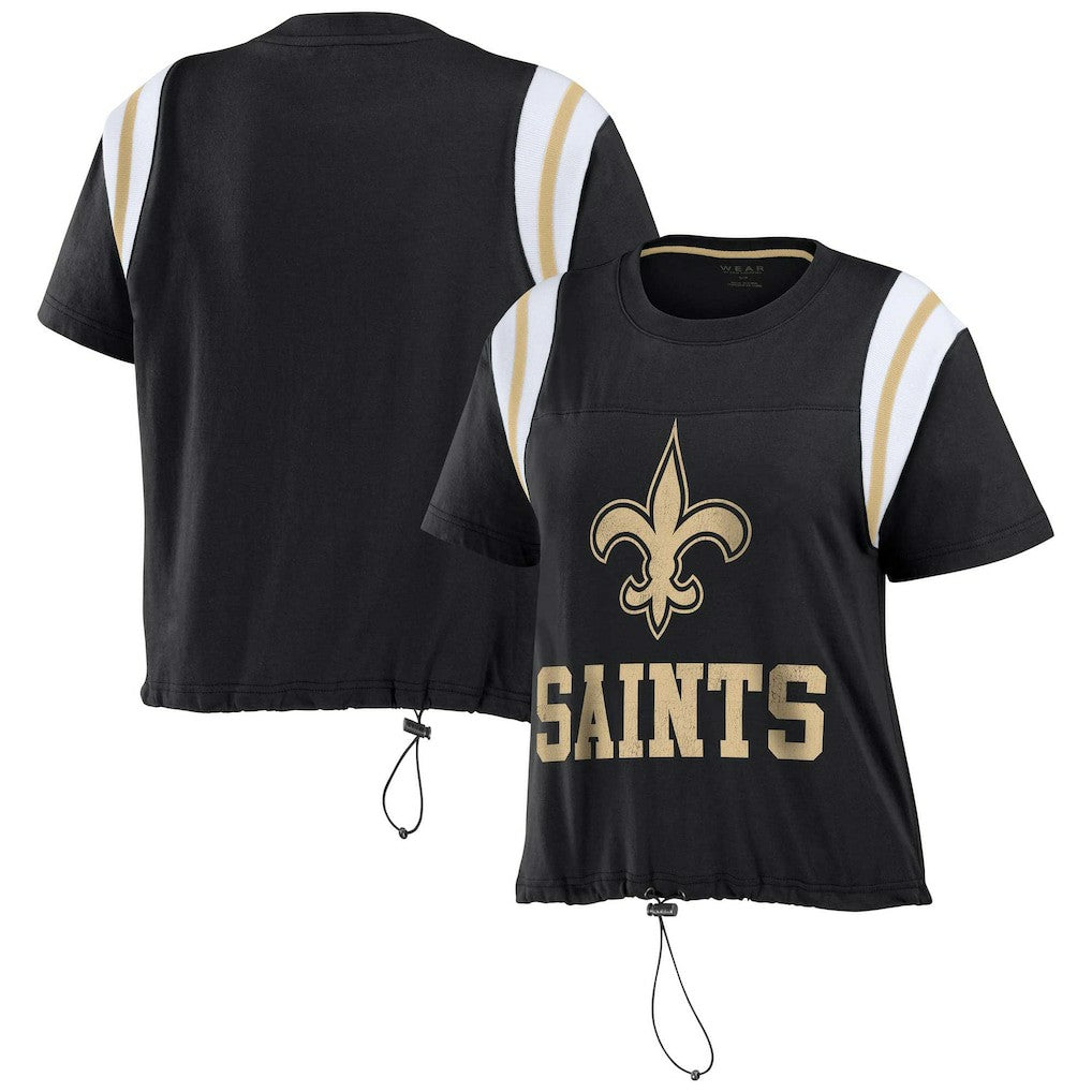 WEAR by Erin Andrews Women's Cinched Colorblock T-Shirt - New Orleans Saints