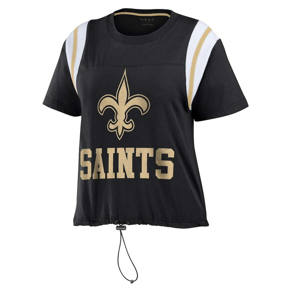 WEAR by Erin Andrews Women's Cinched Colorblock T-Shirt - New Orleans Saints