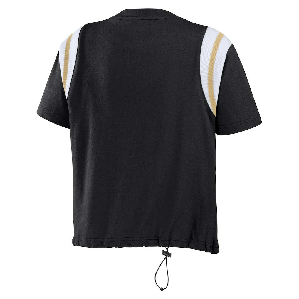 WEAR by Erin Andrews Women's Cinched Colorblock T-Shirt - New Orleans Saints