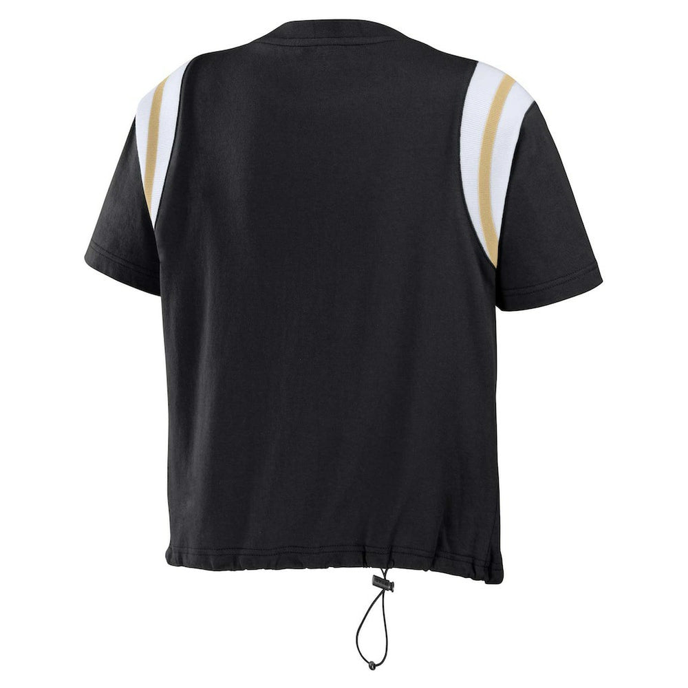 WEAR by Erin Andrews Women's Cinched Colorblock T-Shirt - New Orleans Saints