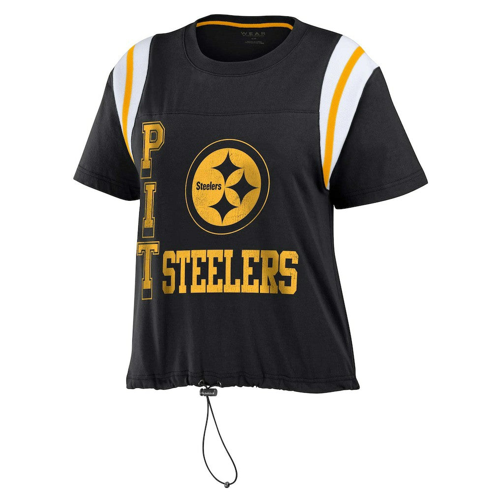 WEAR by Erin Andrews Women's Cinched Colorblock T-Shirt - Pittsburgh Steelers