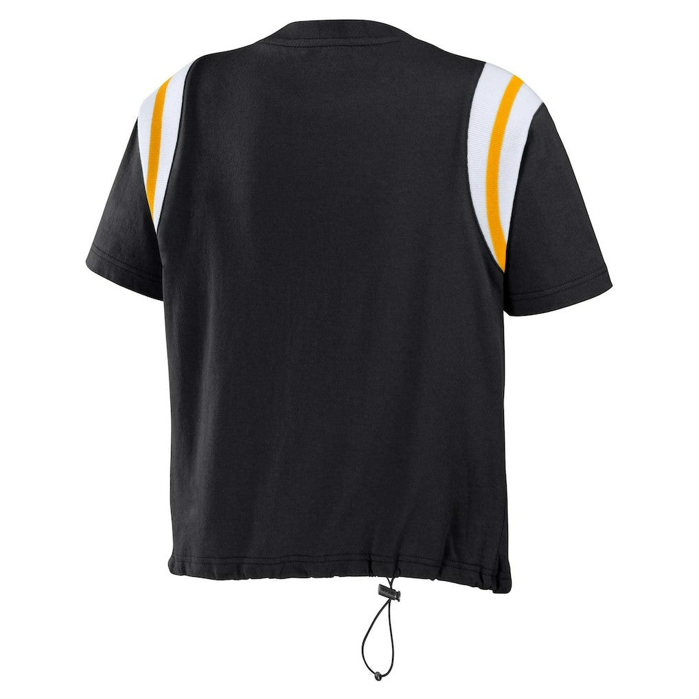 WEAR by Erin Andrews Women's Cinched Colorblock T-Shirt - Pittsburgh Steelers
