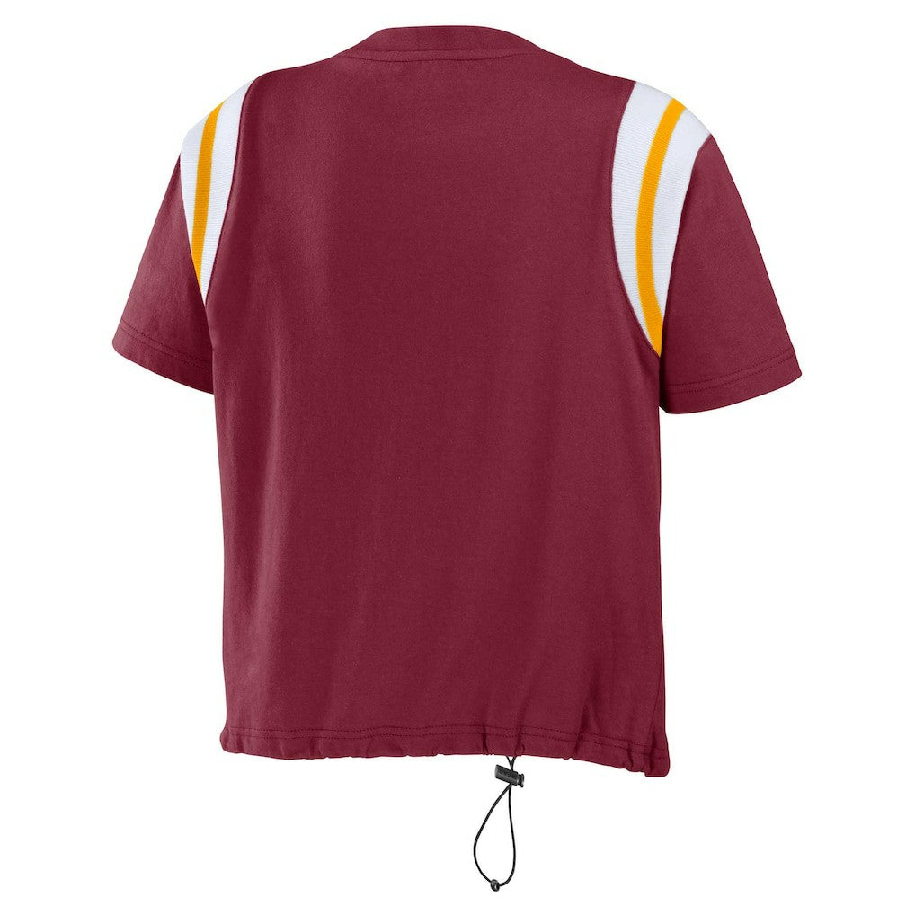 WEAR by Erin Andrews Women's Cinched Colorblock T-Shirt - Washington Commanders
