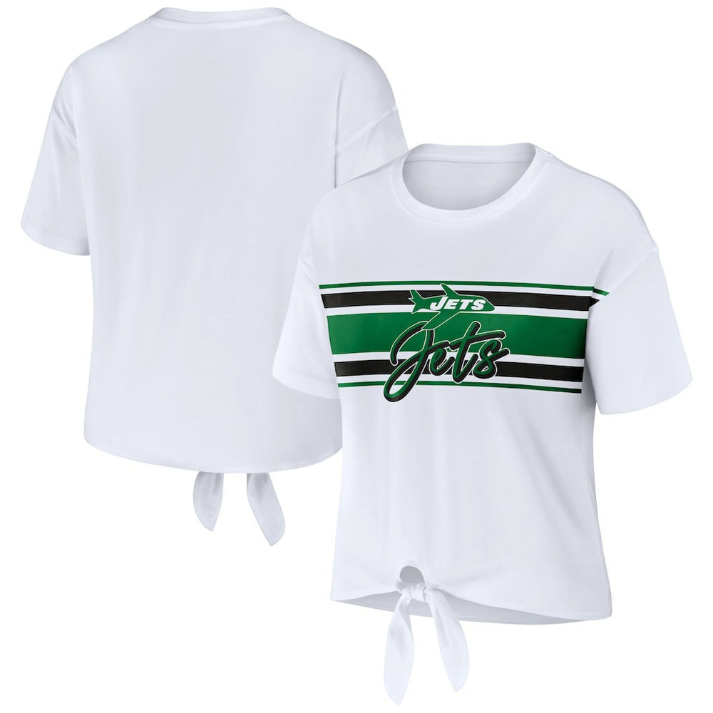 WEAR by Erin Andrews Women's Front Tie Retro T-Shirt - New York Jets