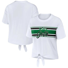 WEAR by Erin Andrews Women's Front Tie Retro T-Shirt - New York Jets
