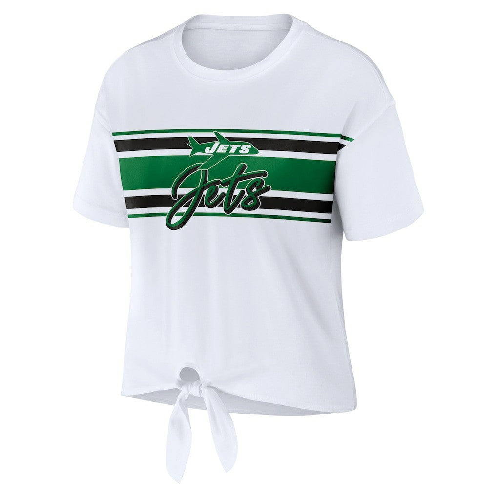 WEAR by Erin Andrews Women's Front Tie Retro T-Shirt - New York Jets