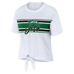 WEAR by Erin Andrews Women's Front Tie Retro T-Shirt - New York Jets
