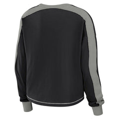 WEAR by Erin Andrews Women's Color Block Modest Crop Long Sleeve T-Shirt - Las Vegas Raiders