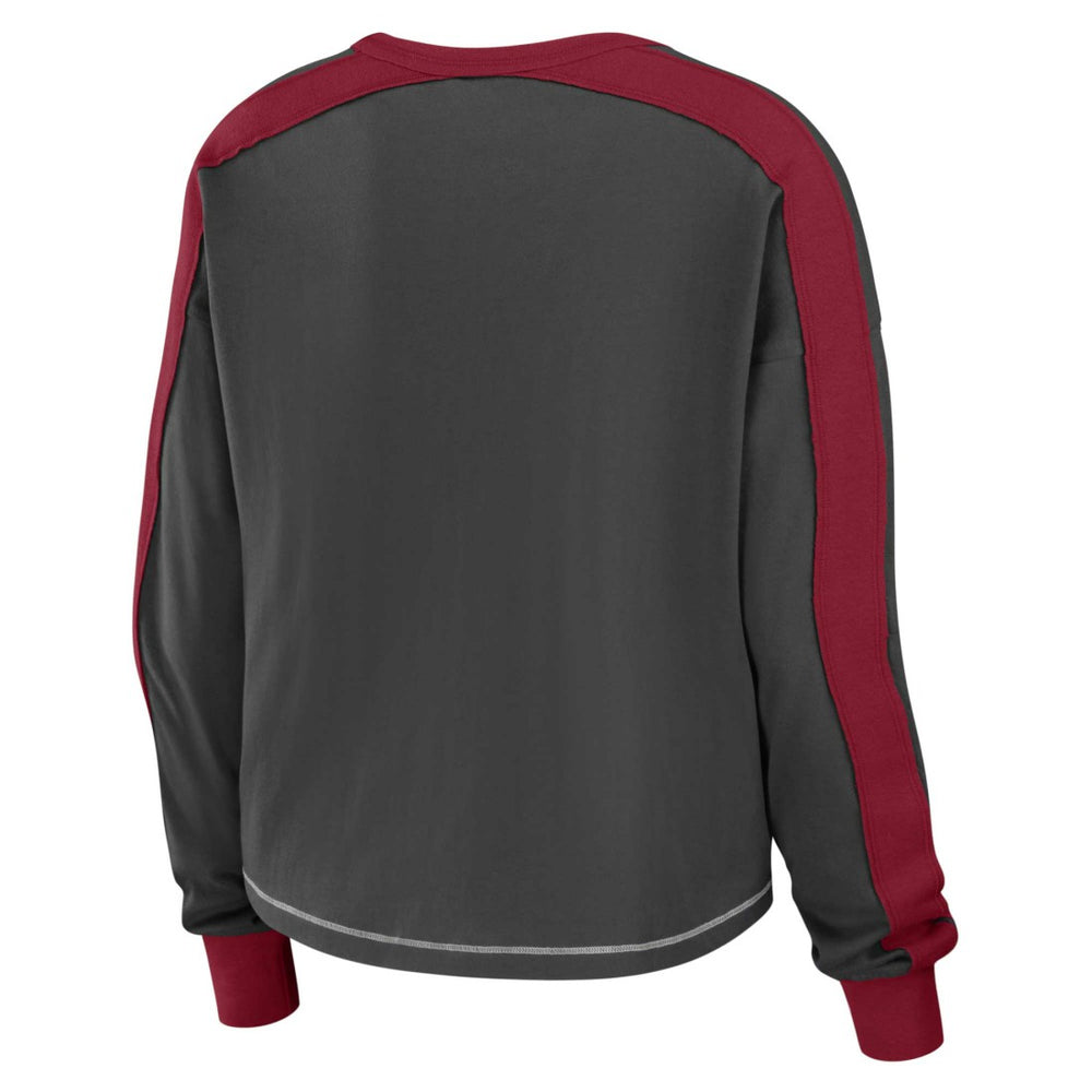 WEAR by Erin Andrews Women's Color Block Modest Crop Long Sleeve T-Shirt - Tampa Bay Buccaneers