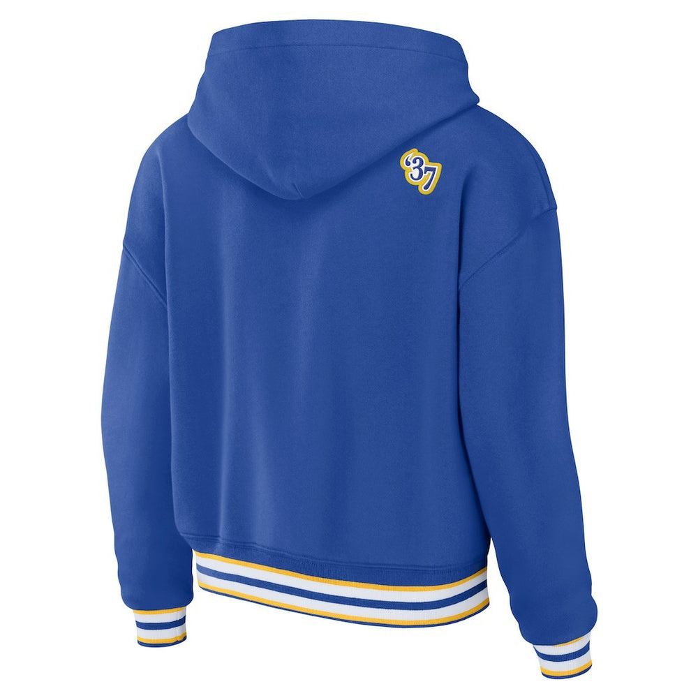 WEAR by Erin Andrews Women's Lace-Up Pullover Hoodie - Los Angeles Rams