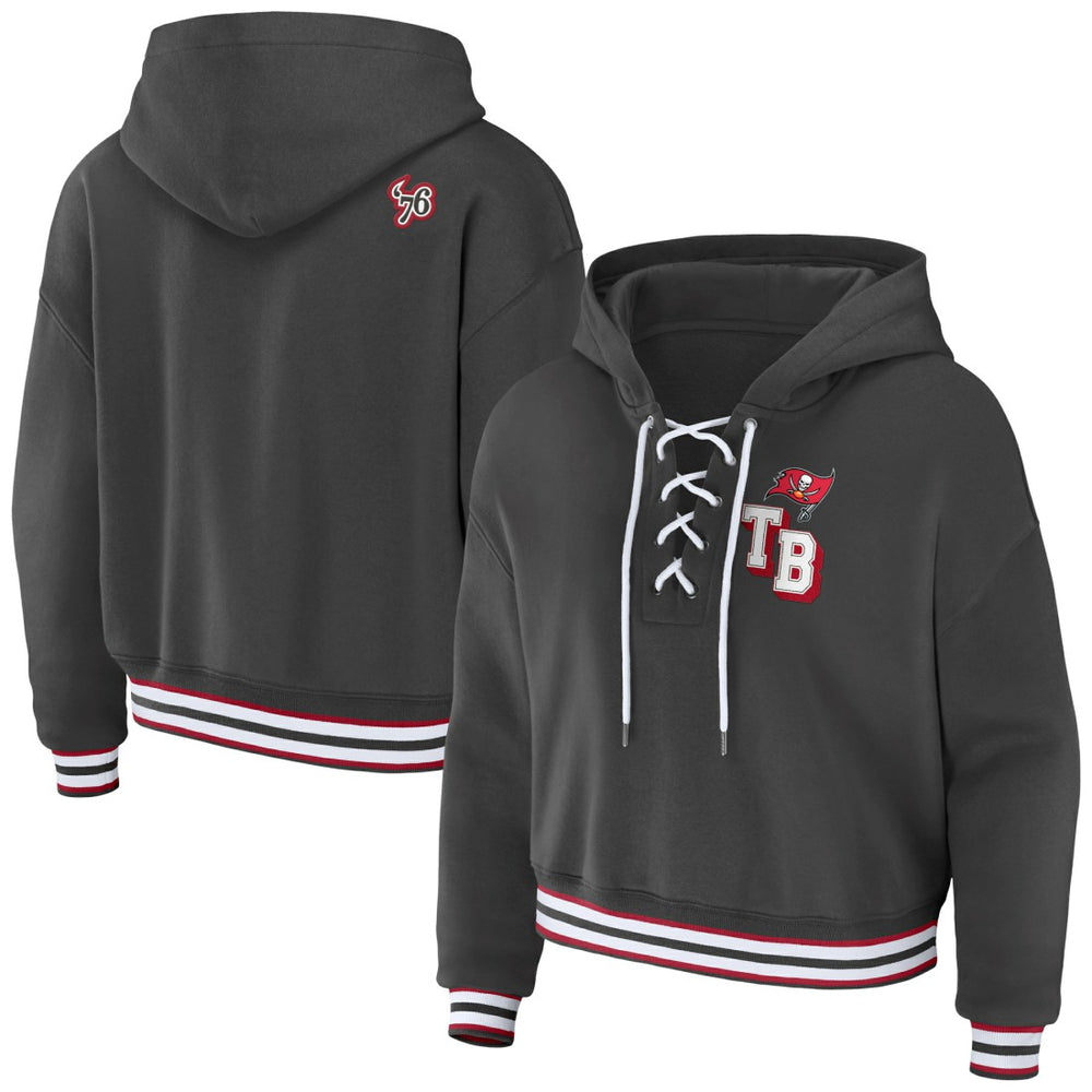 WEAR by Erin Andrews Women's Lace-Up Pullover Hoodie - Tampa Bay Buccaneers
