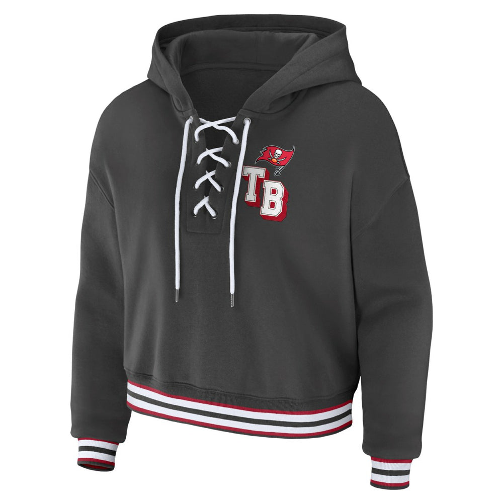 WEAR by Erin Andrews Women's Lace-Up Pullover Hoodie - Tampa Bay Buccaneers