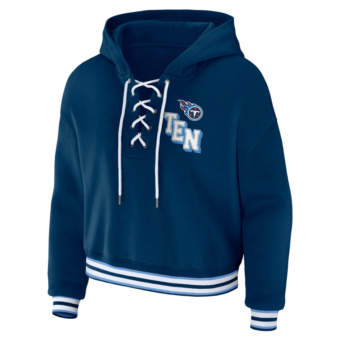 WEAR by Erin Andrews Women's Lace-Up Pullover Hoodie - Tennessee Titans