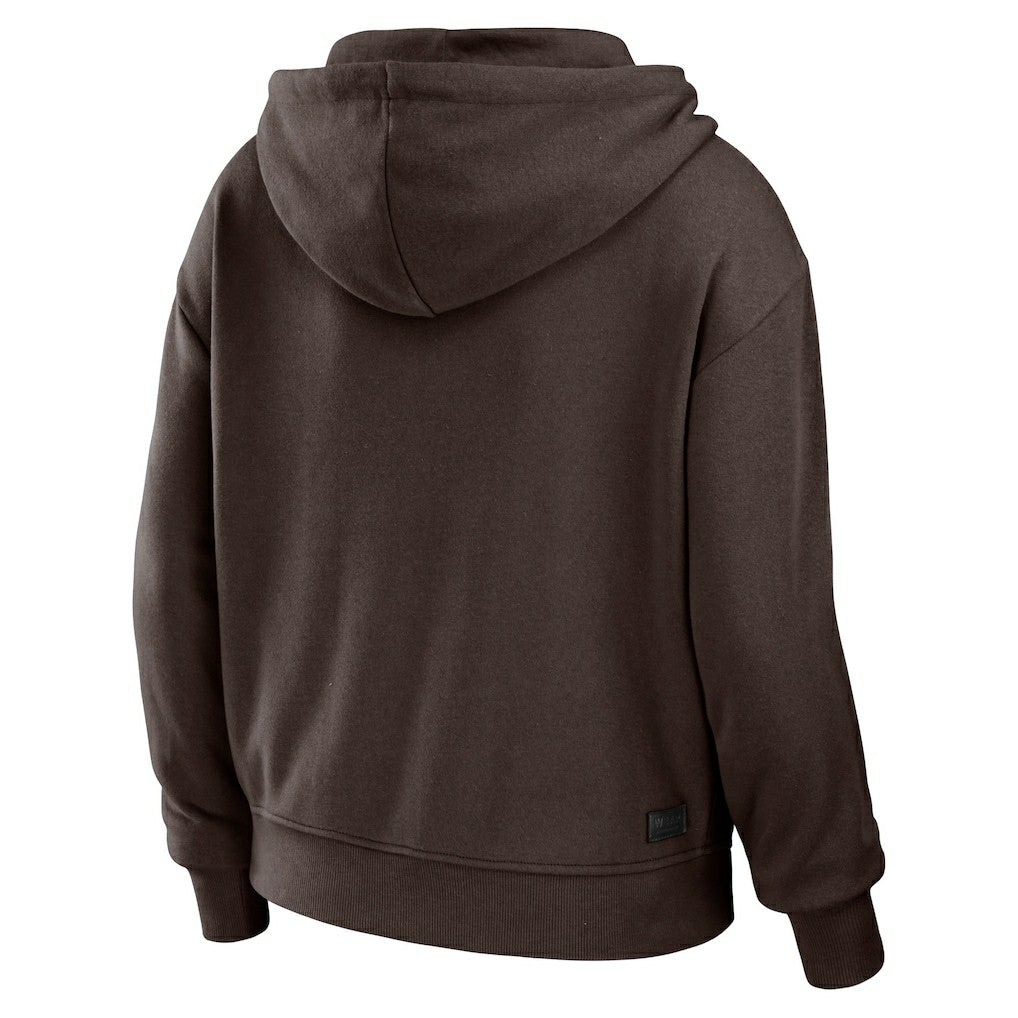 WEAR by Erin Andrews Women's Color Block Light Weight Modest Crop Full-Zip Hoodie - Cleveland Browns