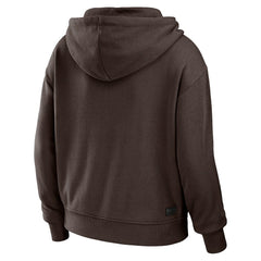 WEAR by Erin Andrews Women's Color Block Light Weight Modest Crop Full-Zip Hoodie - Cleveland Browns