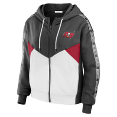 WEAR by Erin Andrews Women's Color Block Light Weight Modest Crop Full-Zip Hoodie - Tampa Bay Buccaneers
