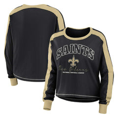 WEAR by Erin Andrews Women's Plus Size Colorblock Long Sleeve T-Shirt - New Orleans Saints