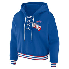 WEAR by Erin Andrews Women's Plus Size Lace-Up Pullover Hoodie - Buffalo Bills