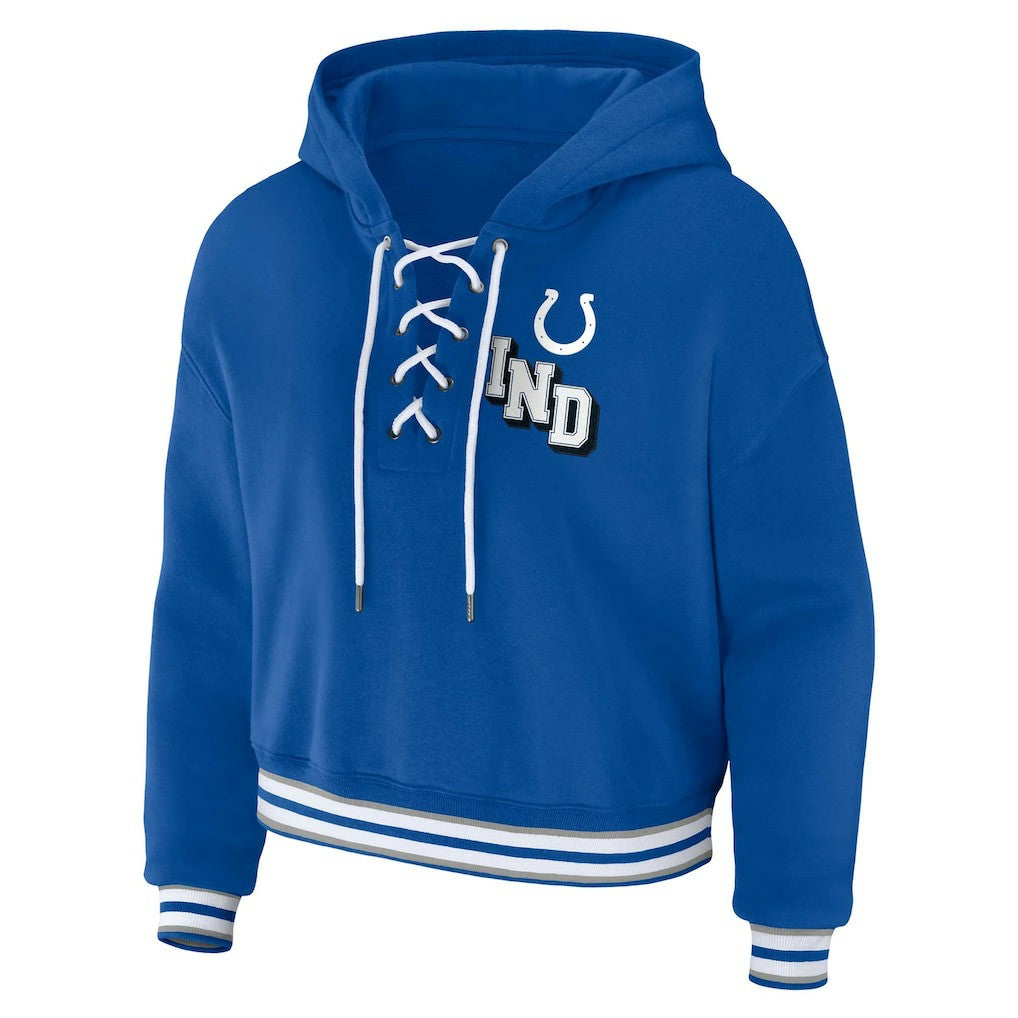 WEAR by Erin Andrews Women's Plus Size Lace-Up Pullover Hoodie - Indianapolis Colts